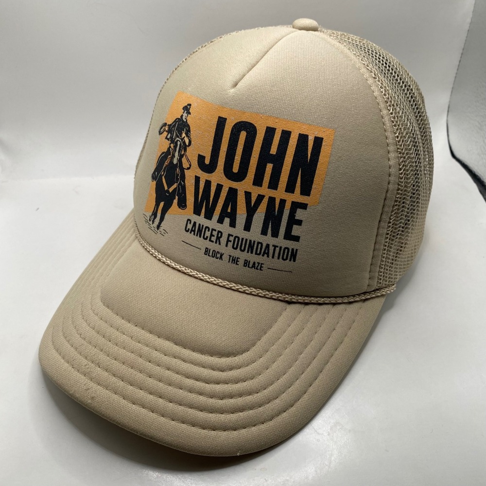 John Wayne Cancer Foundation Otto Trucker Hat Mens OSFA Tan Mesh Block The Blaze